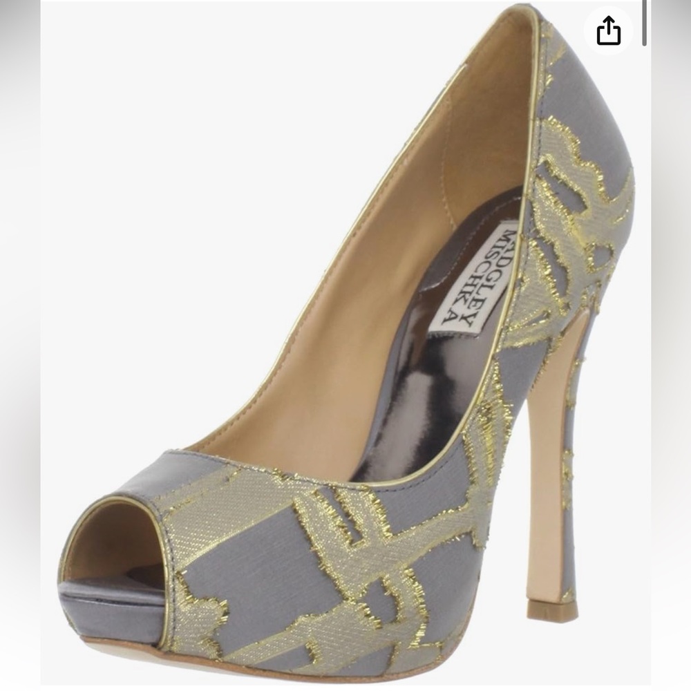 Badgley Mischka Silver And Gold Roxie Peep-toe Heels